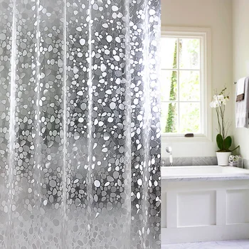 3D Vandtæt PVC badeforhæng Badeværelse Gardinerne Med Krogene Gennemsigtig Hvid Klar Badeværelse Gardin Luksus Bad Gardiner D35