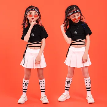 Piger Kid Voksne Hip Hop Tøj Og Hættetrøjer Sweatshirt Afgrøde Top Jazz Dance Dress Cosplay Kostume Plisseret Nederdel Cheerleader Outfit