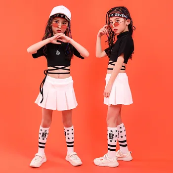 Piger Kid Voksne Hip Hop Tøj Og Hættetrøjer Sweatshirt Afgrøde Top Jazz Dance Dress Cosplay Kostume Plisseret Nederdel Cheerleader Outfit