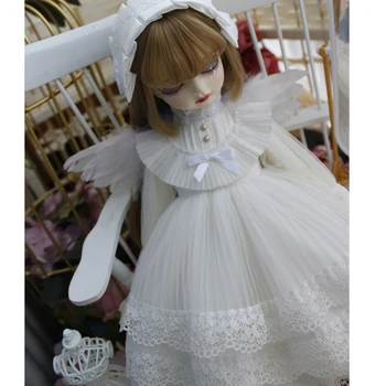 BJD kjole 1/6 1/4 dukke hvid kjole + hårbånd + vinger for blyth dukke 1/6 1/4 BJD dukke tilbehør dukke tøj