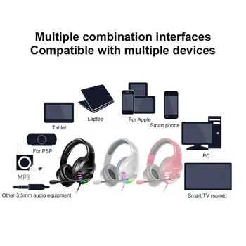 Professionelle Led-Light-Gamer Headset Til Computer, Laptop, Tablet, Bærbare Justerbar Bas, Stereo PC Headset Med Mic