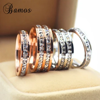 Bamos Kvindelige Geometriske Ring I Sølv Farve & Rose Guld Ring Løfte Bryllup Forlovelsesringe Til Kvinder Bedste Gaver