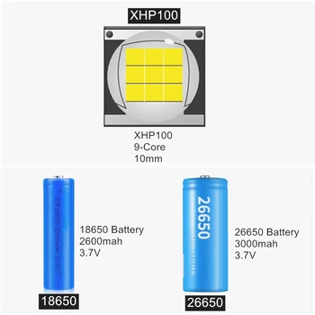 XHP100 Kraftig LED Lommelygte Torch Taktisk Lommelygte USB-Genopladelige Zoomable Flash Lys 18650 26650 Batteri Led Lanterne