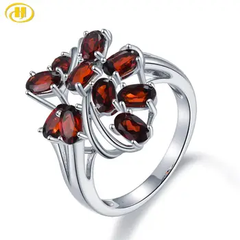 Hutang 2.76 Ct Naturlige Røde Garnet Ædelsten Ring for Kvinder 925 Sterling Sølv Vintage Cocktail Ringe Fine Elegante Smykker