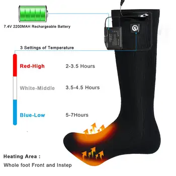 Frelseren Elektrisk Opvarmet Sokker 7.4 V 2200mAh Batteri Drevet Termisk Sokker til de Kolde Vinter