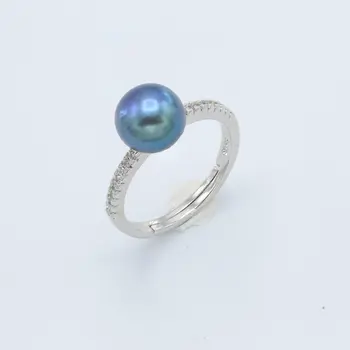 BaroqueOnly 2019 Fashion Perle Ring Naturlige Ferskvands Perle Ringe 8-9mm AAA Zircon 925 Sterling Sølv smykker, Ringe Til Kvinder
