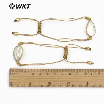 WT-B447 Naturlige Ferskvands Perle Smykker Håndlavet Perle Armbånd Dråbeformet Perle Med Guld Trim Boho Stil Armbånd Smykker
