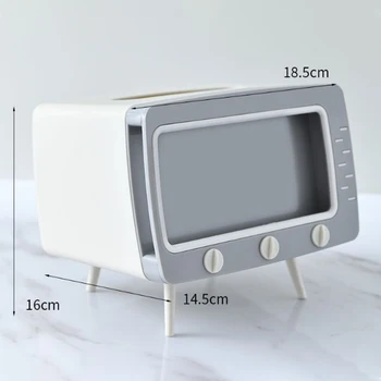 Kreative TV Tissue Box Desktop papirholderen Dispenser Opbevaring Serviet Tilfælde Arrangør med mobiltelefonholder