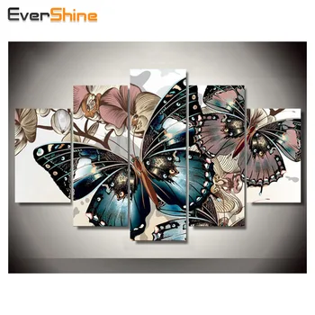 EverShine 5D DIY Fuld Pladsen Diamant Broderi Butterfly Multi-billede Kombination Dyr Cross Stitch Kits Mosaik Indretning