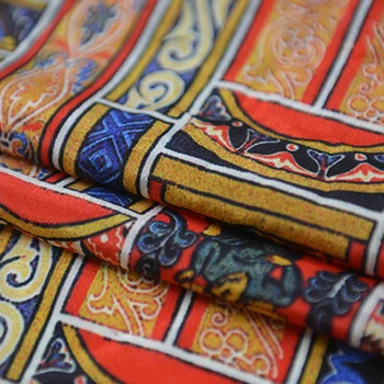 Abstrakt design patchwork stil ren silke crepe de chine silke stof 135cm bredde,SCDC1269