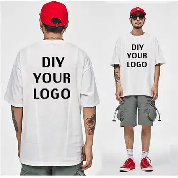 Engros customized logo Print T-shirts half sleeve homme t-shirts Drop Shipping mænd tøj DIY dit Logo Harajuku bomuld t-shirts