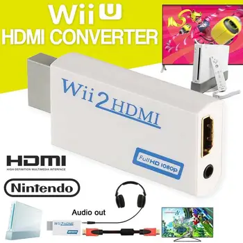 Wii HDMI-kompatibel Adapter Omformer Full HD 1080P Video, 3,5 mm Lyd Udgang Til HDTV-Monitor