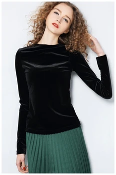 Koreanske Halv Rullekrave Velour Bluse Kvinder 2020 Vintage Lange Ærmer Kontor Dame Streetwear Bluser Haut Femme Shirt Kvinder Toppe