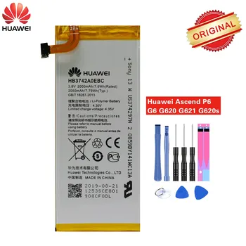 Hua Wei Originale Batteri HB3742A0EBC For Huawei Ascend P6 P6-U06 p6-c00 p6-T00 G6 G620 G621 G620s G630 2000mAh med Værktøjer