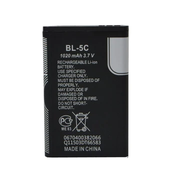 2stk x 1020mAh BL5C BL-5C-BL-5C-Batteri Batterier til Nokia 1112 1208 1600 2600 2610 n70 n71