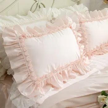 Ny Broderi luksus lag strøelse sæt søde prinsesse stor flæsekanter duvet cover bryllup dekorativt sengetøj, lagen cover sæt