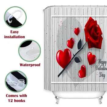Badeforhæng Badeværelse Indretning 3D Digital Udskrivning af Valentine ' s Day Kærlighed Steg Glade Hjem Brusebad Badeværelse-Produkter