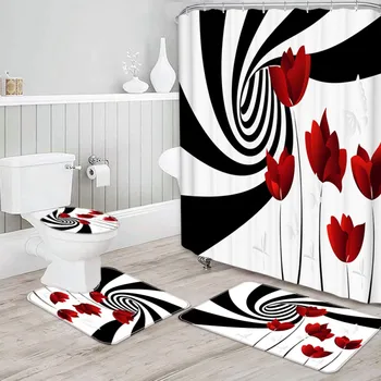 Badeforhæng Badeværelse Indretning 3D Digital Udskrivning af Valentine ' s Day Kærlighed Steg Glade Hjem Brusebad Badeværelse-Produkter