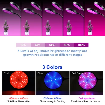 LED vækst Lys USB-45W Dæmpbar Plant Grow Light 3 Hoveder Timing Fulde Spektrum Phyto Vokse Rør Lampe Drivhus, Indendørs Belysning