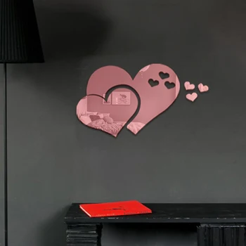 BANMU Hjerte-formet Reflekterende Spejl Wall Stickers DIY Akryl vægoverføringsbilleder 5 Farver, boligindretning, Kunst Soveværelse Indretning