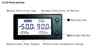 DC 300V 200A Batteri Monitor Combo Meter Digitale Hall Sensor coulombmeter VOLT Amperemeter Spænding Strøm Kapacitet Energy Power
