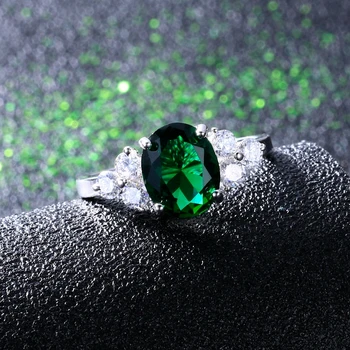 Kvinders Ringe 925 Sterling Sølv Smykker Ring Med Oval Cut AAAAA Royal Blå Rød Emerald Grønne Oliven Zircon Ring Bryllup Gaver