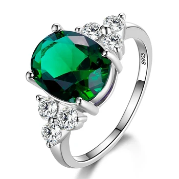 Kvinders Ringe 925 Sterling Sølv Smykker Ring Med Oval Cut AAAAA Royal Blå Rød Emerald Grønne Oliven Zircon Ring Bryllup Gaver