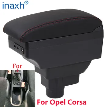For Opel Corsa D-boks, Armlæn For Opel Corsa armlæn interiør opbevaringsboks til Eftermontering dele, tilbehør USB-LED lys