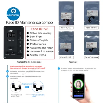 I2C Face ID Dot Matrix V8 Programmør Dot Projektor Matrix Tester For iPhone-X-11 pro max & iPad A12 Face ID Læse-Skrive