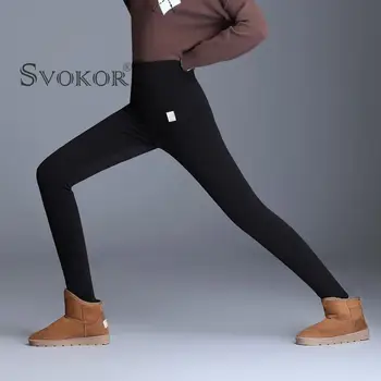 SVOKOR Vinter Varm Leggings Til Kvinder Velour Leggings Kulde-resistente Plus Velvet Black Bukser Vinter Tøj