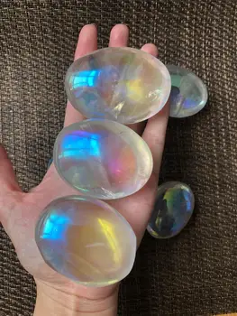 100g Naturlige hvidt rainbow angel aura kvarts krystaller sten