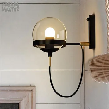 Antik Glas væglampe American Retro Land Loft Stil lamper Industriel Vintage Jern væglampe for Bar Cafe Belysning i Hjemmet