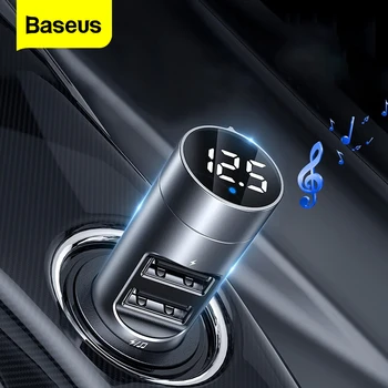 Baseus Bil FM-Senderen Modulator Bluetooth-5.0 bilsættet Med 3.1 Dual USB Oplader Auto Lyd MP3-Afspiller Bil FM Transmiter