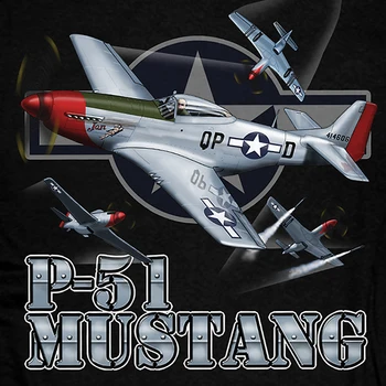 P-51 Mustang-Fly 1940 WW2 Fly kortærmet T-Shirt P51 luftkamp Scene Trykt Bomuld Rund Hals kortærmet T-Shirt