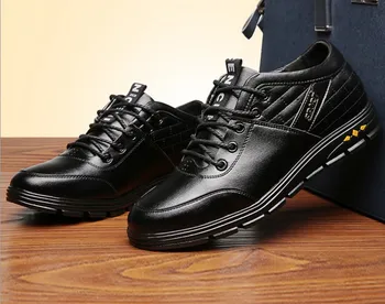Mænd Casual Mode Åndbar Læder Højde Stigning Elevator Sko Foråret snøre Mænd 6CM Shoes Hombre Sneakers Mandlige