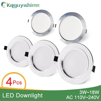 Kaguyahime 4stk Ultra Tynde LED-Downlight 110V 220V Runde LED Forsænket Loft Spot Lys Ned Lys 3W-18W 7W 9W 10W 12W 15W