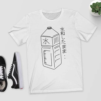 Japansk Vand Flaske T-Shirt Ophold Hydreret Graphic Tee Tumblr Æstetiske Unisex harajuku toppe af 90'erne kvinder goth-shirt t-shirts - K307