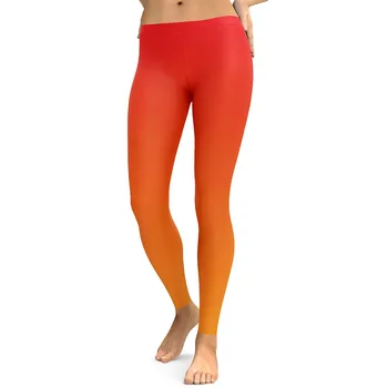 Gradient Orange Farve Print Leggings Kvinder Slim Fitness Leggings Elastisk Høj Talje Kausale Leggings Plus Size Leggins Mujer
