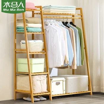 Forstærket fortykket bøjle trapez-formet design landing enkel knagerække bærer stærkt massivt træ soveværelse kabinet tøj