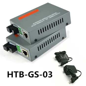 5 Par HTB-GS-03 A/B Gigabit Fiber Optiske Media Converter 1000 mbps Single Mode Enkelt SC Fiber-Port stik til Ekstern Strømforsyning