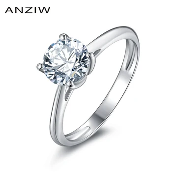 ANZIW Klassiske Runde Cut Vielsesring NSCD SONA Kabale Engagement Ringe 925 Sterling Sølv Mode Bijoux Ringe anillos