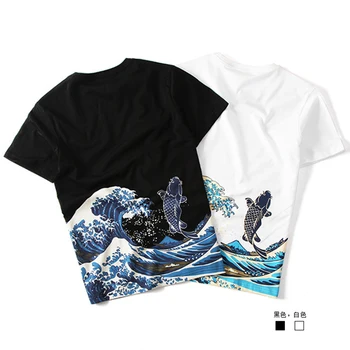 Japansk Stil Sommer Tøj 2018 Style Mænd Mode Karper Tatoveringer Print T-Shirt, Bomuld Kortærmet Fitness T-Shirt