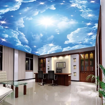3d loft, tapet smukke blå himmel sky vægmaleri hjem dekoration