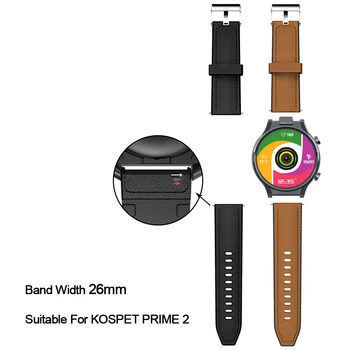 Original Håndledsrem i Læder Silicium Wtach Rem 26mm Smartwatch Band Mænd For KOSPET PRIME 2 4G Android Smartwatch Armbånd
