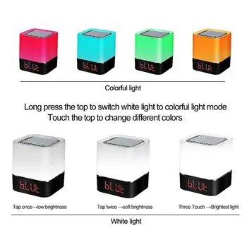 Touch Følsomme LED Lys Trådløs Bluetooth Højttaler med Tiden Skærmen Klokken Højttaler Understøtter USB/SD/AUX