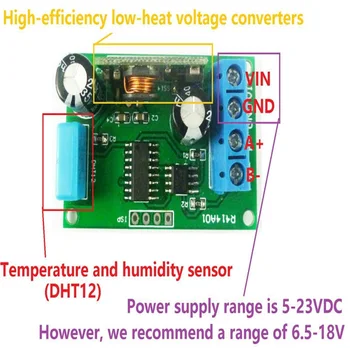 R414A01 DC 5V-23V RS485 Modbus Rtu Temperatur og luftfugtighed sensor Remote overtagelse overvåge erstatte DHT11 DHT22 DS18B20 PT100