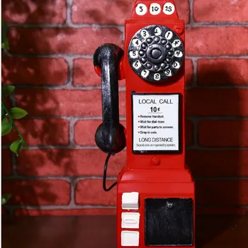 Kreative Vintage Harpiks Telefon Model sparegris Retro Håndværk Penge Kasse Hjem dekoration Bar Indretning Tilbehør