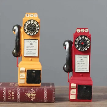 Kreative Vintage Harpiks Telefon Model sparegris Retro Håndværk Penge Kasse Hjem dekoration Bar Indretning Tilbehør