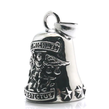 Unisex 316L Stainless Steel Star Cool Archangel SAINT MICHAEL PROTECT US Newest Bell Pendant