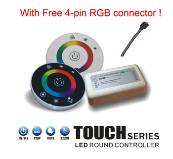 Tryk RGB controller DC12V 24V 18A Trådløse LED Controller RF Touch-Panel LED Lysdæmper RGB-Fjernbetjening til 5050 3528 RGB